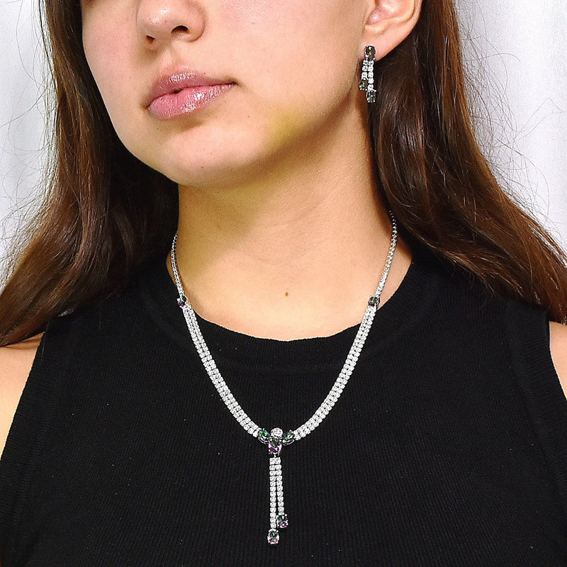 Juego De Collar Y Aretes Plata Con Circonia